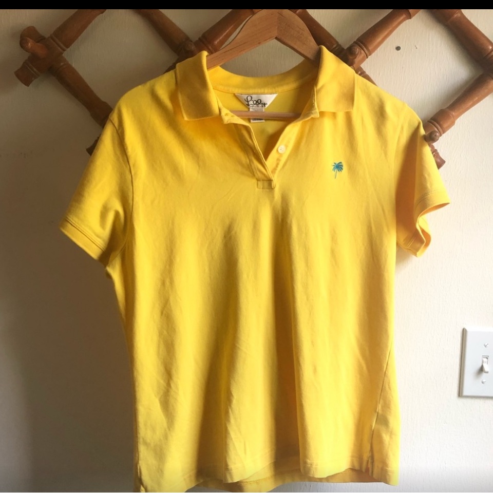 Lilly Pulitzer Xl Yellow Vintage Collared Polo